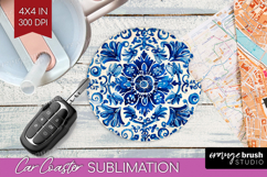 Mediterranean Car Coaster - Italian Tile Coaster PNG Product Image 1