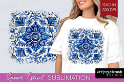 Mediterranean Square Tshirt Background - Italian Tile PNG Product Image 1