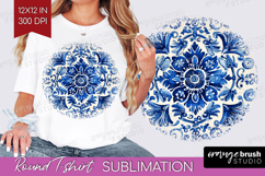 Mediterranean Round Tshirt Background - Italian Tile PNG Product Image 1