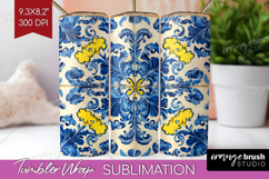 Mediterranean Tumbler Wrap - Italian Tile Tumbler PNG Product Image 1