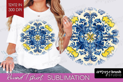 Mediterranean Round Tshirt Background - Italian Tile PNG Product Image 1
