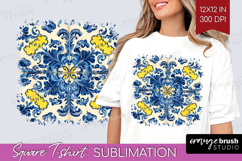 Mediterranean Square Tshirt Background - Italian Tile PNG Product Image 1