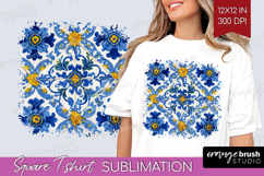 Mediterranean Square Tshirt Background - Italian Tile PNG Product Image 1