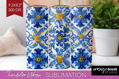 Mediterranean Tumbler Wrap - Italian Tile Tumbler PNG Product Image 1