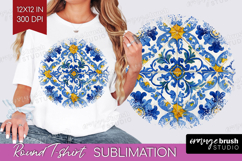 Mediterranean Round Tshirt Background - Italian Tile PNG Product Image 1