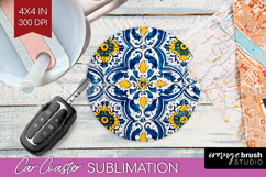 Mediterranean Car Coaster - Italian Tile Coaster PNG Product Image 1