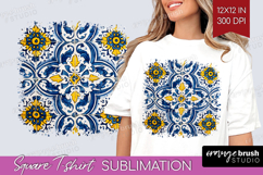 Mediterranean Square Tshirt Background - Italian Tile PNG Product Image 1