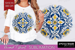 Mediterranean Round Tshirt Background - Italian Tile PNG Product Image 1