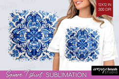 Mediterranean Square Tshirt Background - Italian Tile PNG Product Image 1
