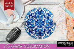 Mediterranean Car Coaster - Italian Tile Coaster PNG Product Image 1