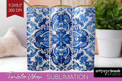 Mediterranean Tumbler Wrap - Italian Tile Tumbler PNG Product Image 1
