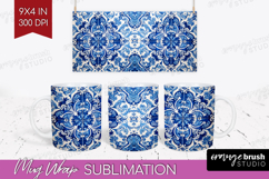 Mediterranean Mug Wrap - Italian Tile Mug PNG Sublimation Product Image 1
