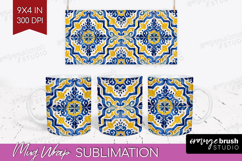 Mediterranean Mug Wrap - Italian Tile Mug PNG Sublimation Product Image 1