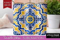 Mediterranean Tumbler Wrap - Italian Tile Tumbler PNG Product Image 1