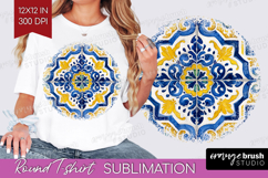 Mediterranean Round Tshirt Background - Italian Tile PNG Product Image 1