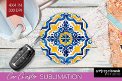 Mediterranean Car Coaster - Italian Tile Coaster PNG Product Image 1