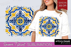 Mediterranean Square Tshirt Background - Italian Tile PNG Product Image 1