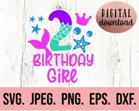 Mermaid 2nd Birthday Girl SVG - Under The Sea Second PNG Product Image 2