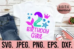 Mermaid 2nd Birthday Girl SVG - Under The Sea Second PNG Product Image 1