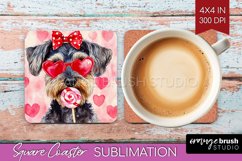 Miniature Schnauzer Valentine Square Coaster Valentines Day Product Image 1