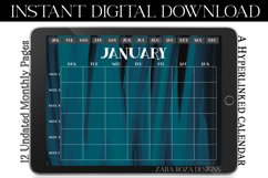 Vintage Blue Turquoise Monthly Digital Calendar, Goodnotes Product Image 2