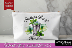 Mint Julep Cocktail Cosmetic Bag Summer Drink Makeup Bag PNG Product Image 1