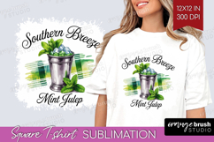 Mint Julep Cocktail Square Tshirt Background Summer Drink Product Image 1