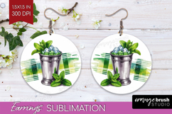 Mint Julep Cocktail Round Earrings Summer Drink PNG Product Image 1