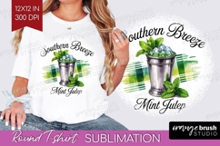 Mint Julep Cocktail Round Tshirt Background Summer Drink PNG Product Image 1