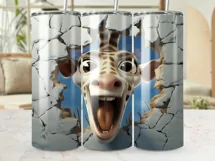 3D Hole In A Wall Giraffe 20 oz Skinny Tumbler Design Product Image 2