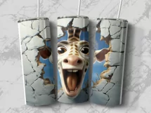 3D Hole In A Wall Giraffe 20 oz Skinny Tumbler Design Product Image 3
