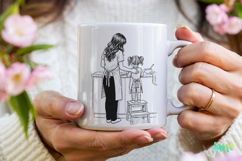 Mom and Daughter Line Art PNG Product Image 4