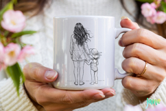 Mom and Daughter Line Art PNG Product Image 4