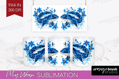Moray Floral Mug Wrap Blue Flowers Mug PNG Sublimation Product Image 1