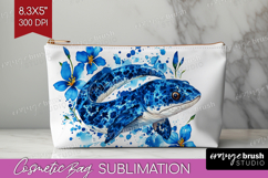 Moray Floral Cosmetic Bag Blue Flowers Makeup Bag PNG Product Image 1
