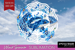 Moray Floral Wind Spinner Sublimation PNG Blue Flowers Round Product Image 1