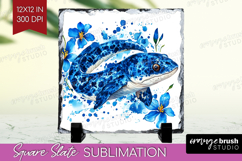 Moray Floral Slate PNG Blue Flowers Square Slate Sublimation Product Image 1