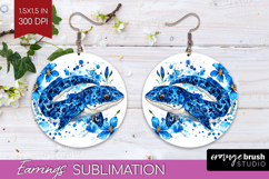 Moray Floral Round Earrings Blue Flowers PNG Sublimation Product Image 1
