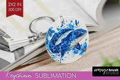 Moray Floral Keychain PNG Blue Flowers Keychain Sublimation Product Image 1