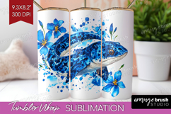 Moray Floral Tumbler Wrap Blue Flowers Tumbler PNG Product Image 1