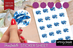 Moray Floral Round Sticker Blue Flowers Printable Sticker Product Image 1