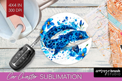 Moray Floral Car Coaster Blue Flowers Coaster PNG Product Image 1