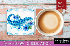 Moray Floral Square Coaster Blue Flowers Coaster PNG Product Image 1