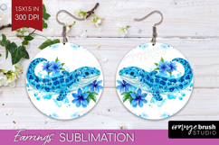 Moray Floral Round Earrings Blue Flowers PNG Sublimation Product Image 1
