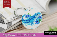 Moray Floral Keychain PNG Blue Flowers Keychain Sublimation Product Image 1