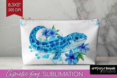 Moray Floral Cosmetic Bag Blue Flowers Makeup Bag PNG Product Image 1