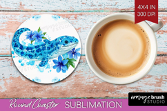 Moray Floral Round Coaster Blue Flowers Coaster PNG Product Image 1