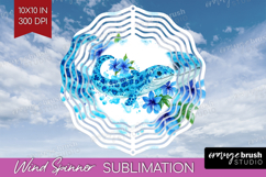 Moray Floral Wind Spinner Sublimation PNG Blue Flowers Round Product Image 1