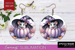 Mouse Halloween Round Earrings Coquette PNG Sublimation Product Image 1