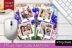 Stained Glass Photo Mouse Pad PNG - Flowers Picture Frame Product Image 1